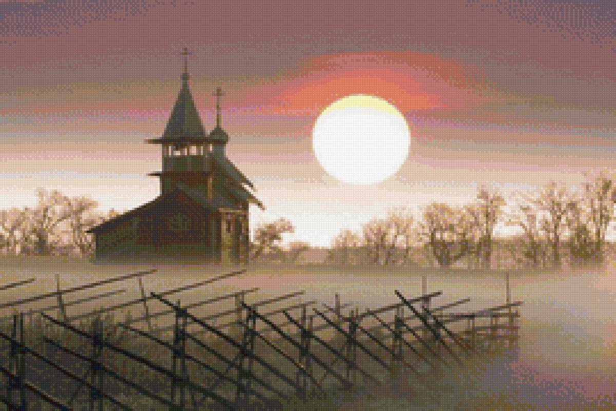 №1805486 - церковь, утро, пейзаж лето, природа - предпросмотр