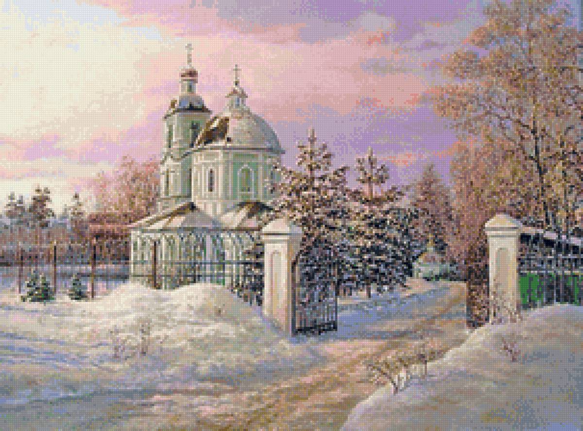№1805613 - пейзаж зима, природа, снег, церковь - предпросмотр