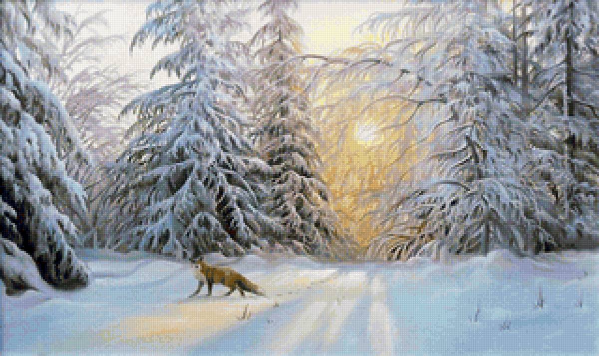 №1805777 - природа, пейзаж зима, снег, лиса - предпросмотр