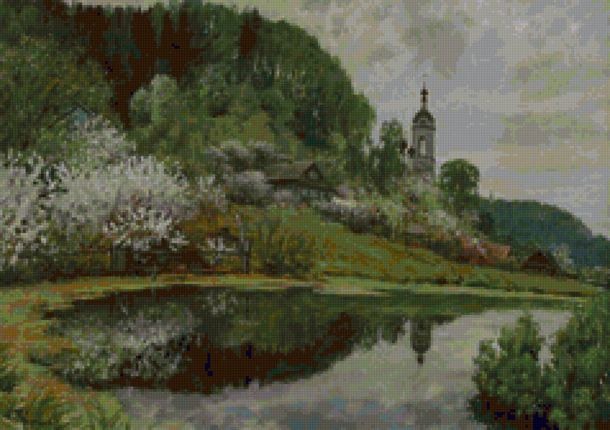 Пейзаж с храмом - предпросмотр