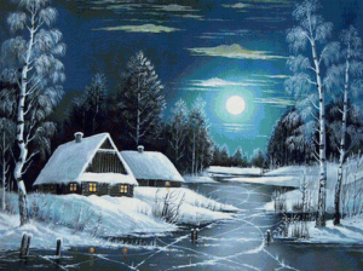 №1806588 - природа, пейзаж зима, вода, ночь, снег - предпросмотр