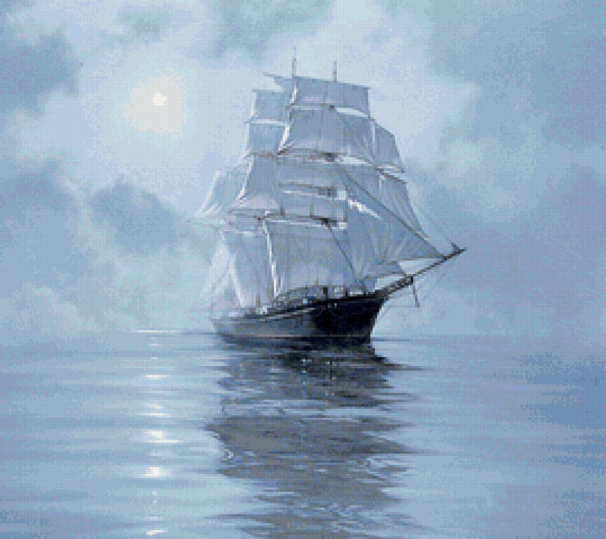 Худ. Джеймс Бреретон - пейзаж, парусник, море - предпросмотр