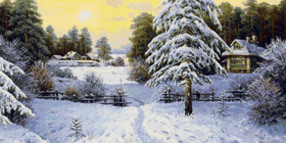 Худ. Евгений Белохвостов - пейзаж зима, лес, природа, снег - предпросмотр