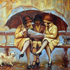 Оригинал схемы вышивки «"Три девицы под дождём" худ. О.Симонова» (№1806948)