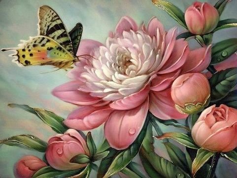 бабочка на пионе - цветы. бабочка. пион - оригинал