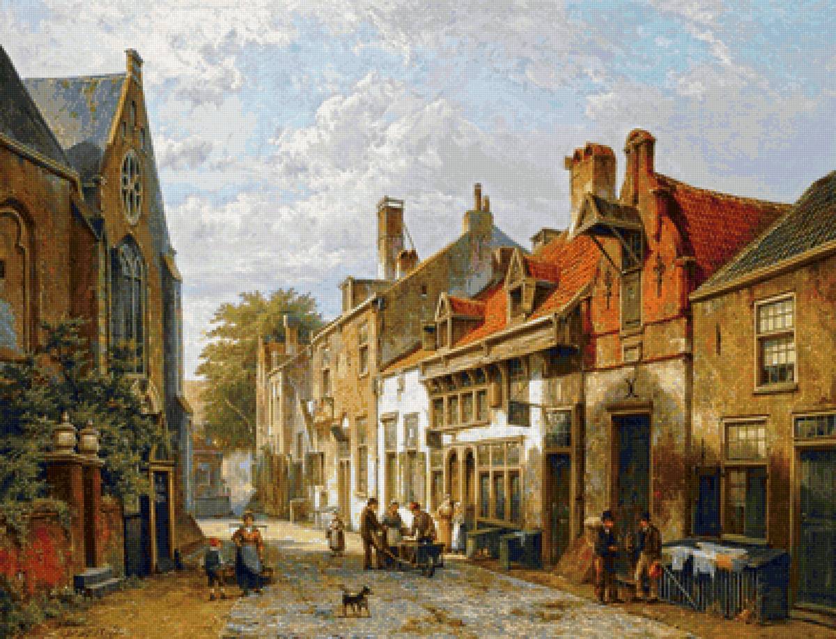 Переулок. Голландия 19 век - улица, городской пейзаж, город, голландия - предпросмотр