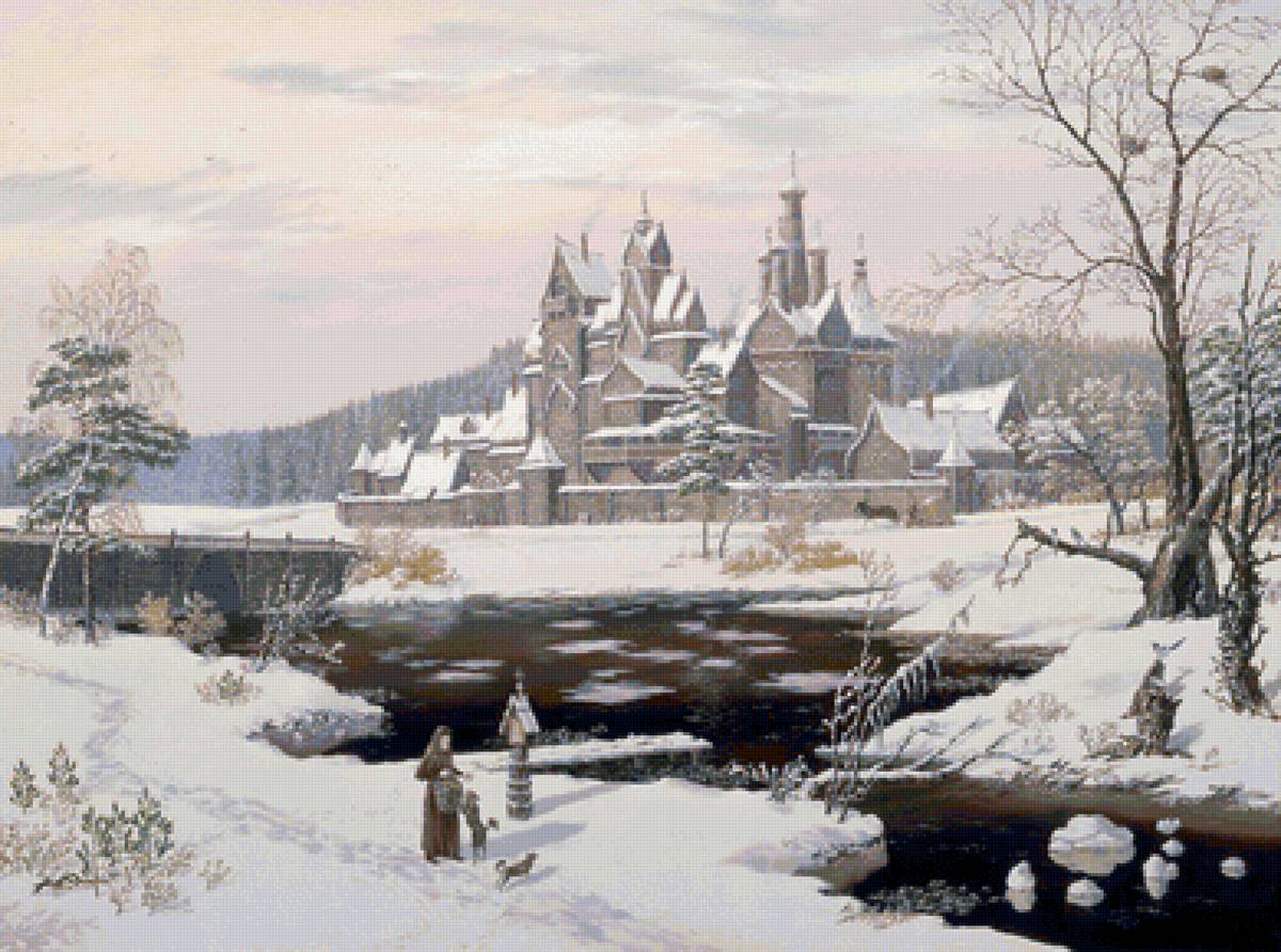 Худ. Иванов Всеволод Борисович - снег, природа, вода, пейзаж зима - предпросмотр