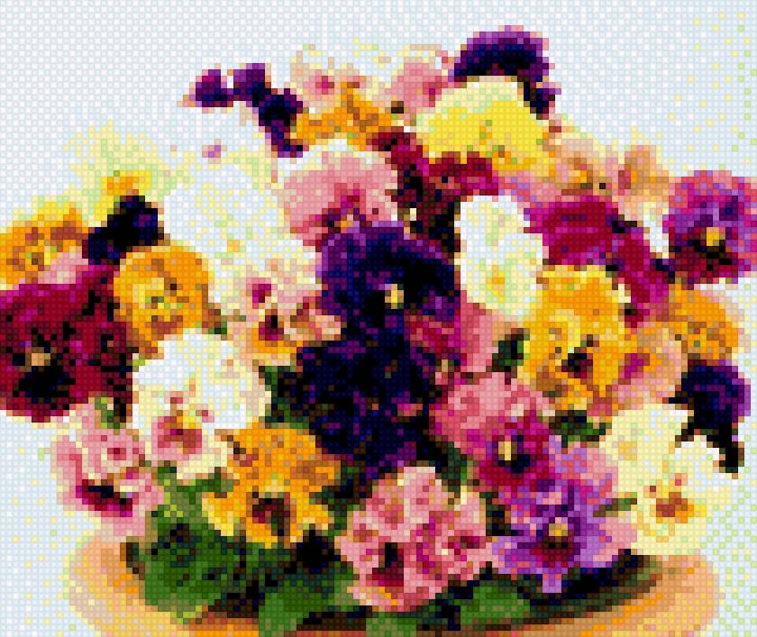 Анютины глазки - цветы, букет, разноцветье - предпросмотр