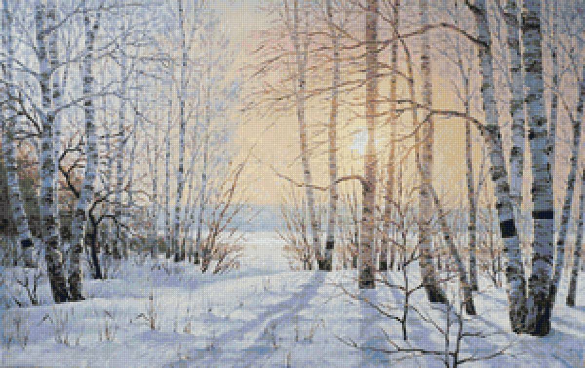 Худ. Мартюшев Юрий Вячеславович - пейзаж зима, природа, лес, снег - предпросмотр