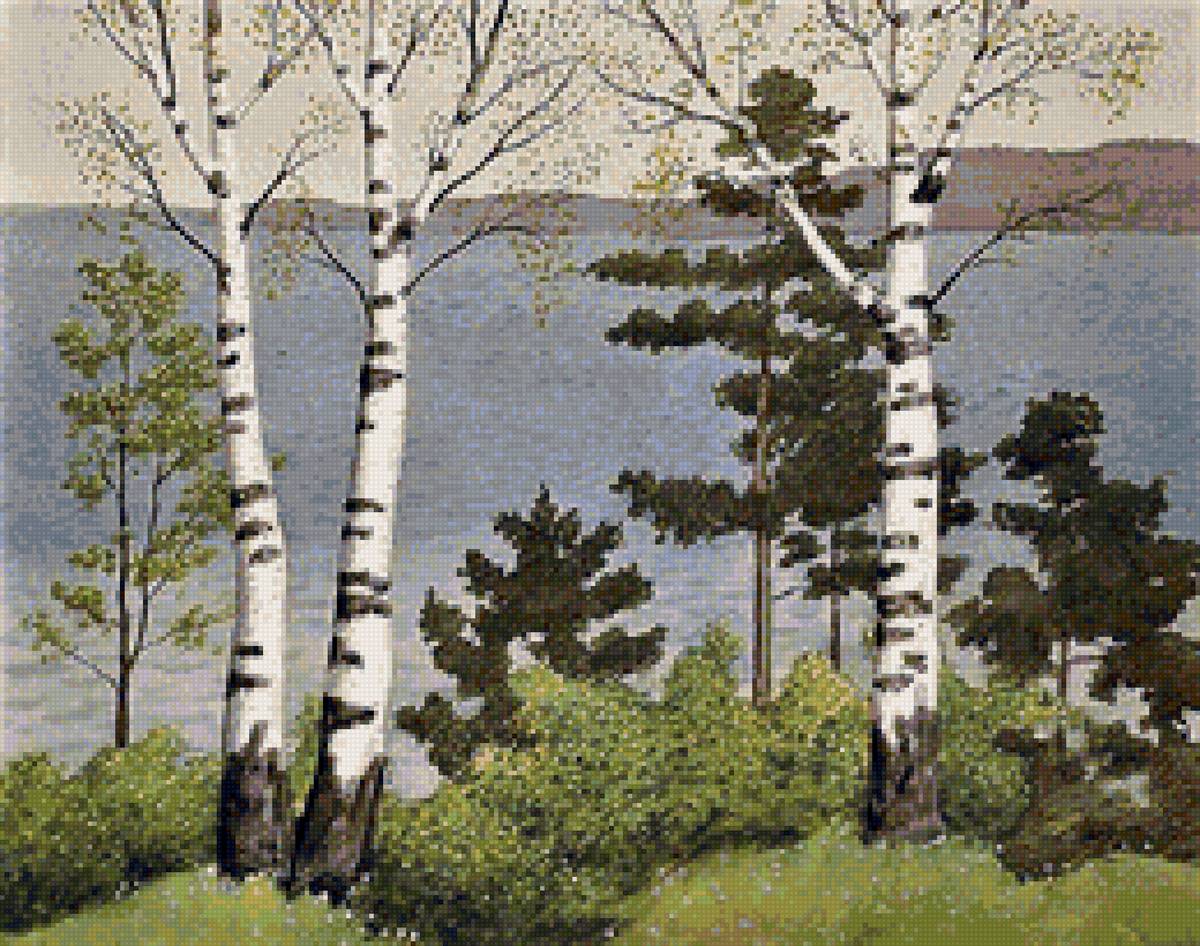 Худ. Оскар Бергман Весна идет, весне дорогу - пейзаж весна, река природа - предпросмотр