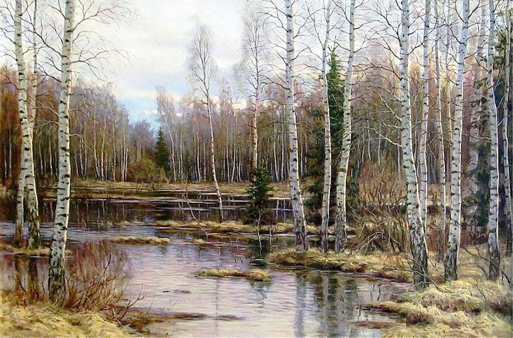 Худ. Рэм Сейфульмулюков - пейзаж весна, вода, природа, лес - оригинал