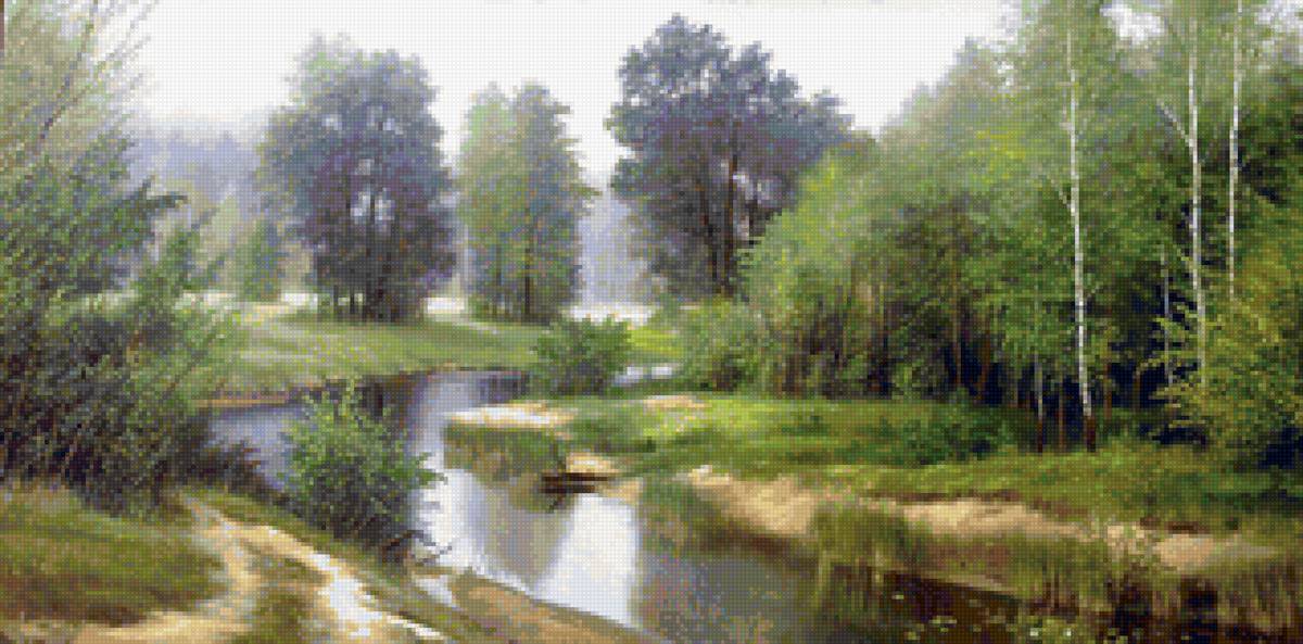 Худ. Морозов И.В. - пейзаж лето, река, природа, лес - предпросмотр