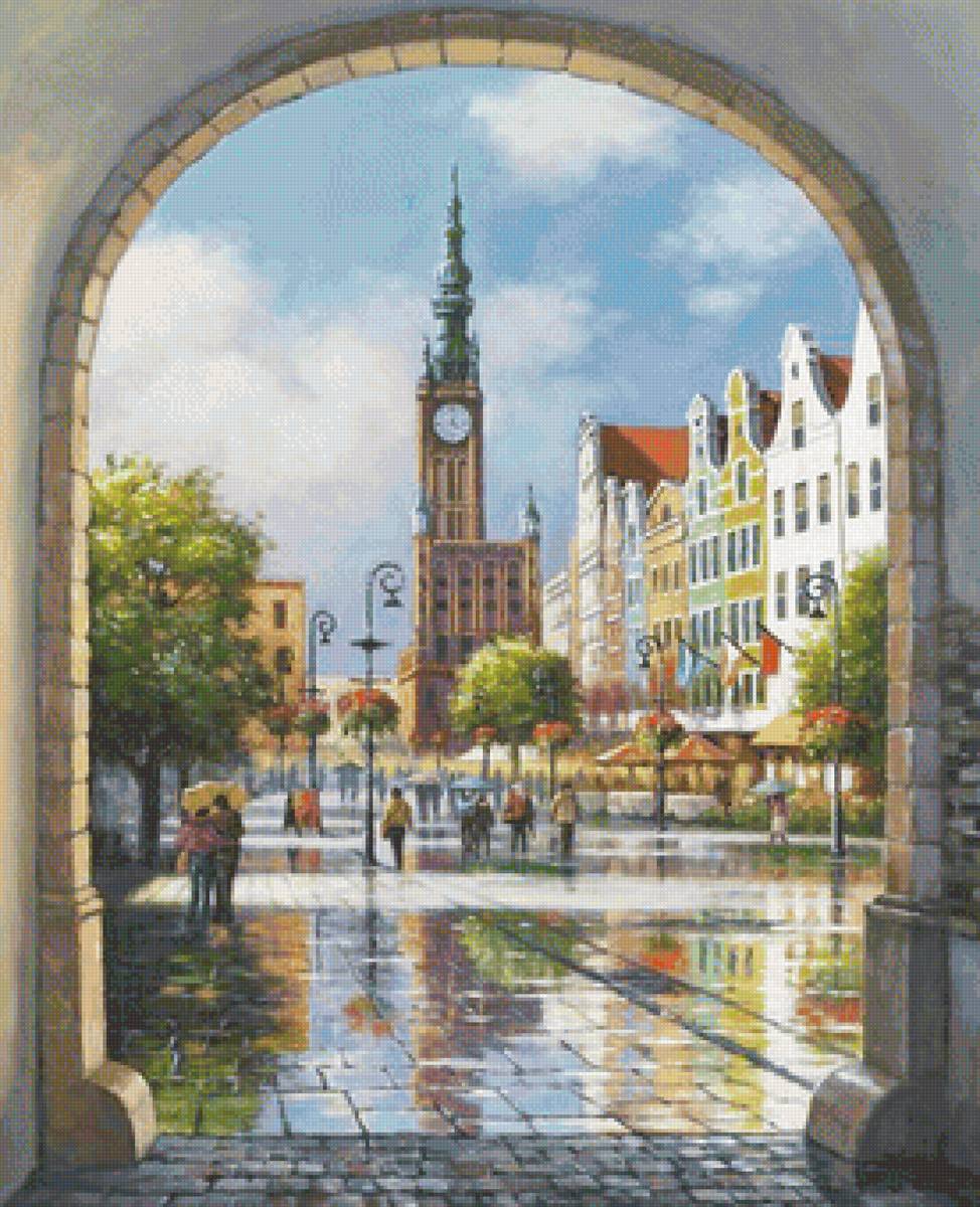 Горный пейзаж - люди, улица, город - предпросмотр