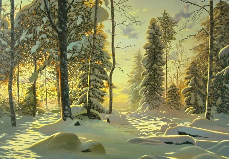 Худ. Амбросимова Наталья - природа, лес, снег, пейзаж зима - оригинал