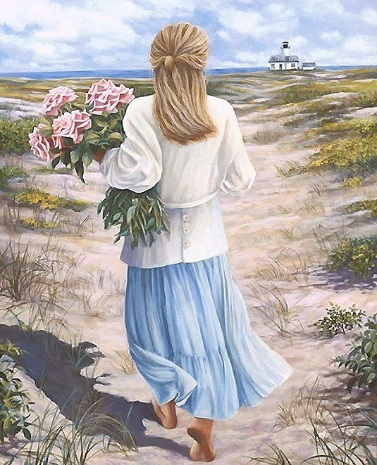 девушка с букетом - оригинал