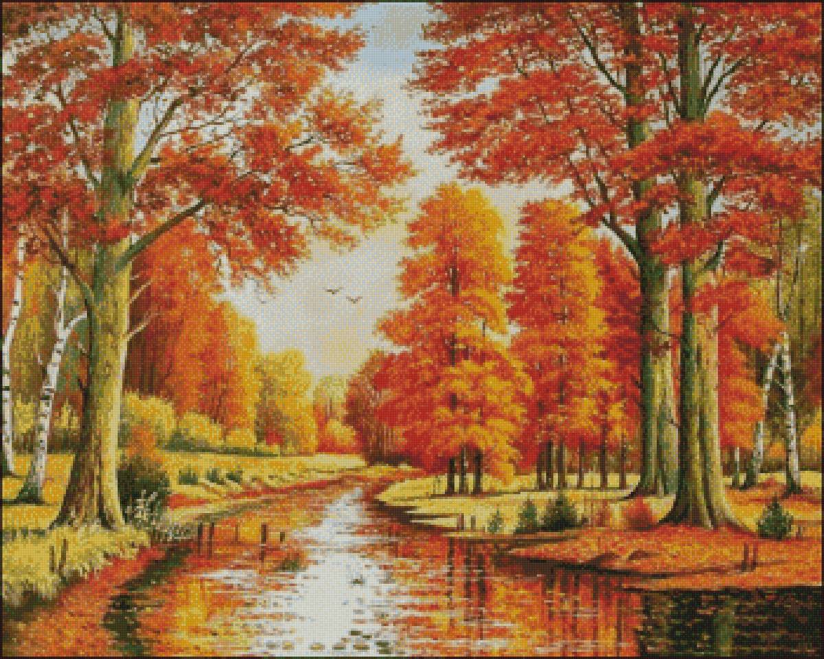 огненная осень - пейзаж, природа, лес, деревья, осень, осень в лесу - предпросмотр