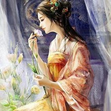 Схема вышивки «Девушка»