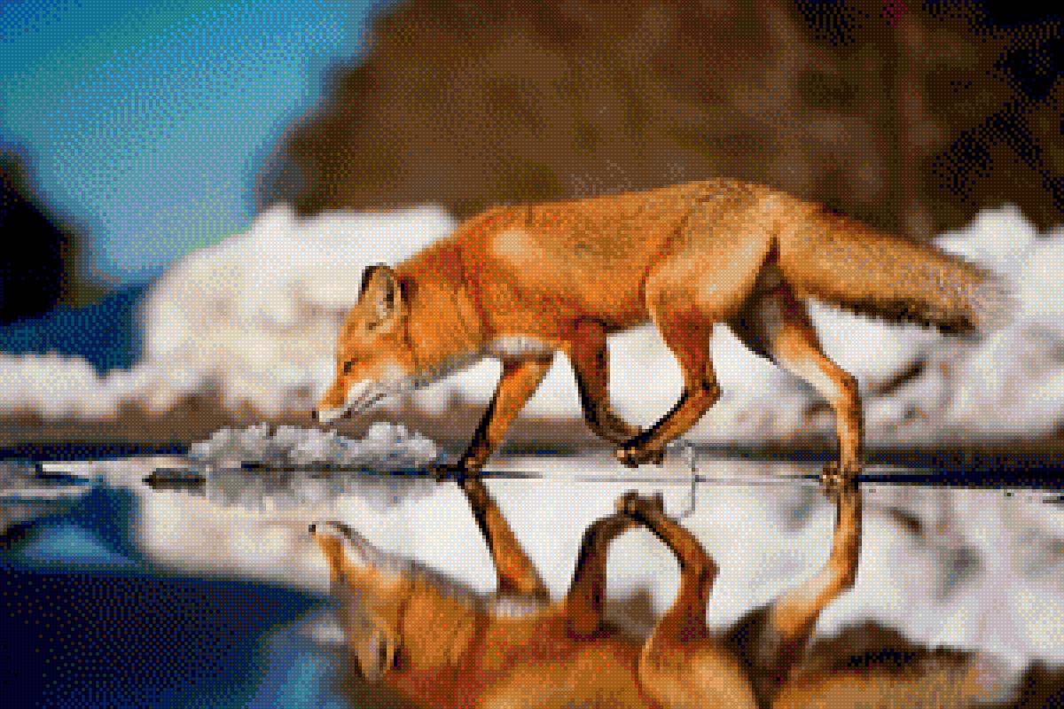 Лиса на льду - лиса, животные - предпросмотр