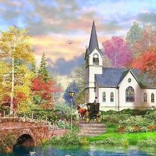 Схема вышивки «Осенний замок»