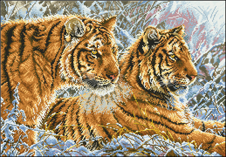 Тигры - природа, животные, тигры, зима, дикая природа - оригинал