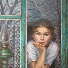 Схема вышивки «Девочка у окна»