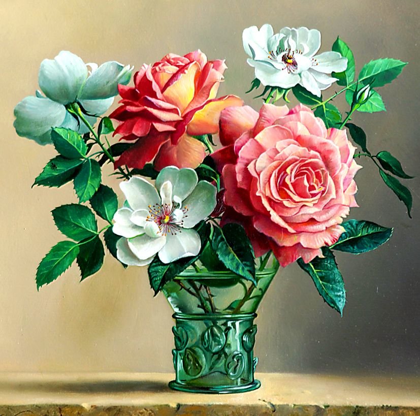 Натюрморт. - живопись., натюрморт, цветы - оригинал