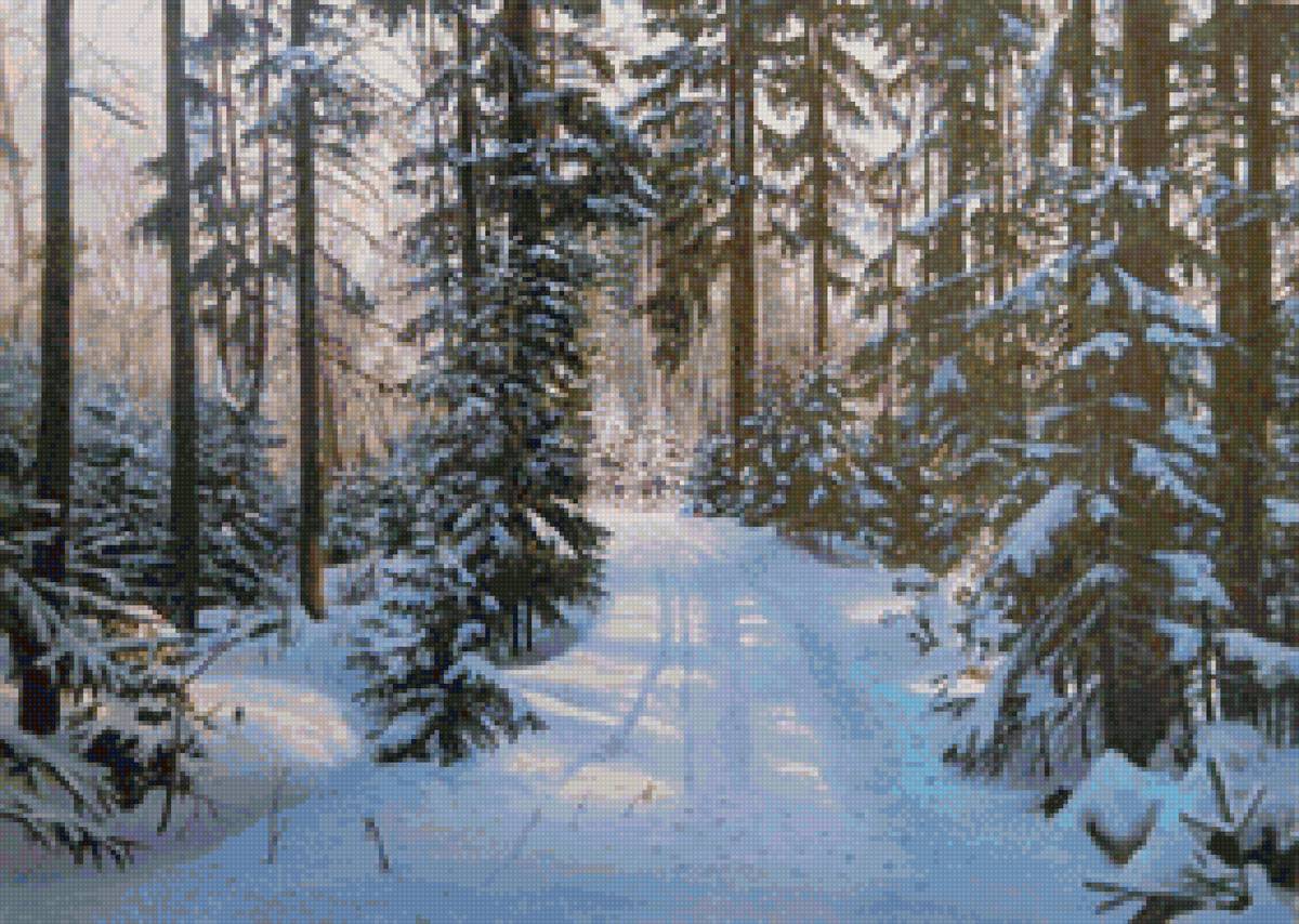 Худ. Юрий Зосич - снег, лес, пейзаж зима, природа - предпросмотр