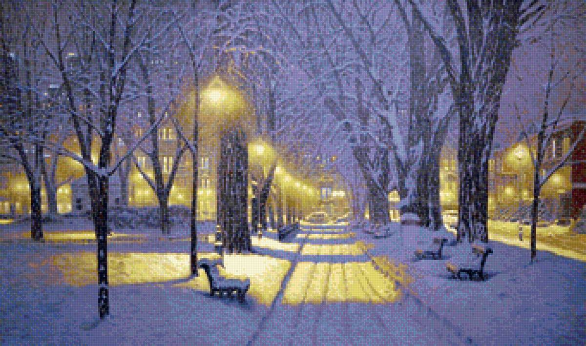 №1814532 - снег, фонари, город, пейзаж зима - предпросмотр