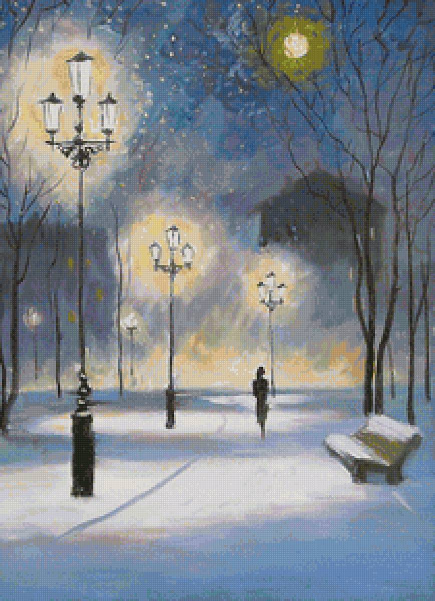 №1814536 - фонари, парк, природа, пейзаж зима - предпросмотр