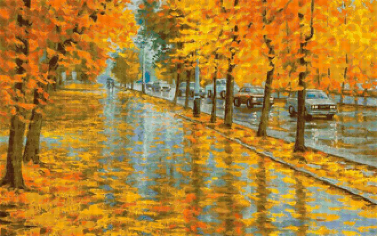 №1814539 - автомобили, аллея, осень - предпросмотр