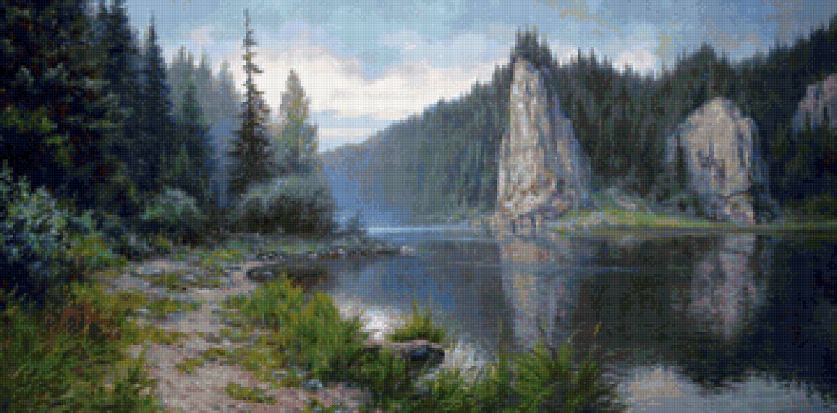 №1814545 - лес, лето, река, пейзаж, горы - предпросмотр