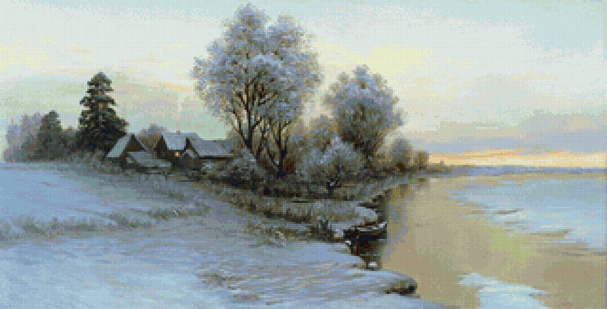 №1815076 - деревня, река, пейзаж зима, снег - предпросмотр