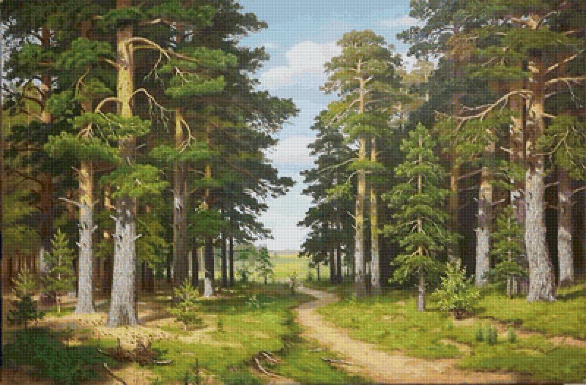 Лес - природа, пейзаж, лето, лес, живопись - предпросмотр