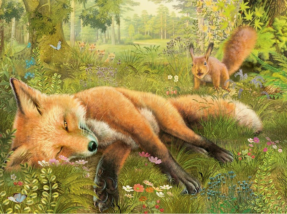 12121 - белка, лес, животные, лиса, звери - оригинал