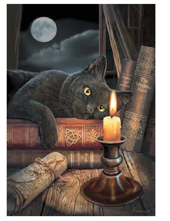 колдовской час1 - гадание, свеча, кот, книги - оригинал