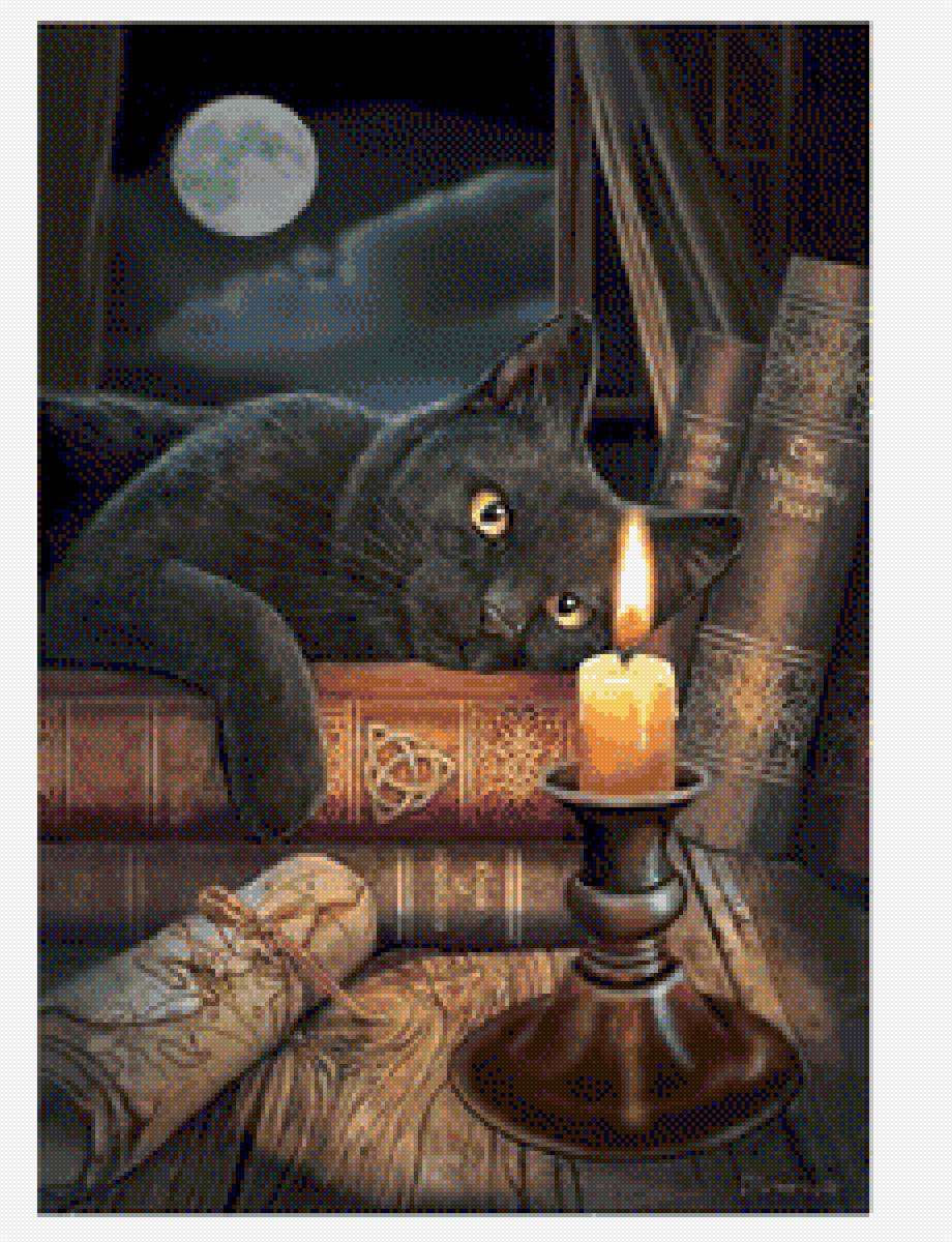 колдовской час1 - свеча, кот, гадание, книги - предпросмотр