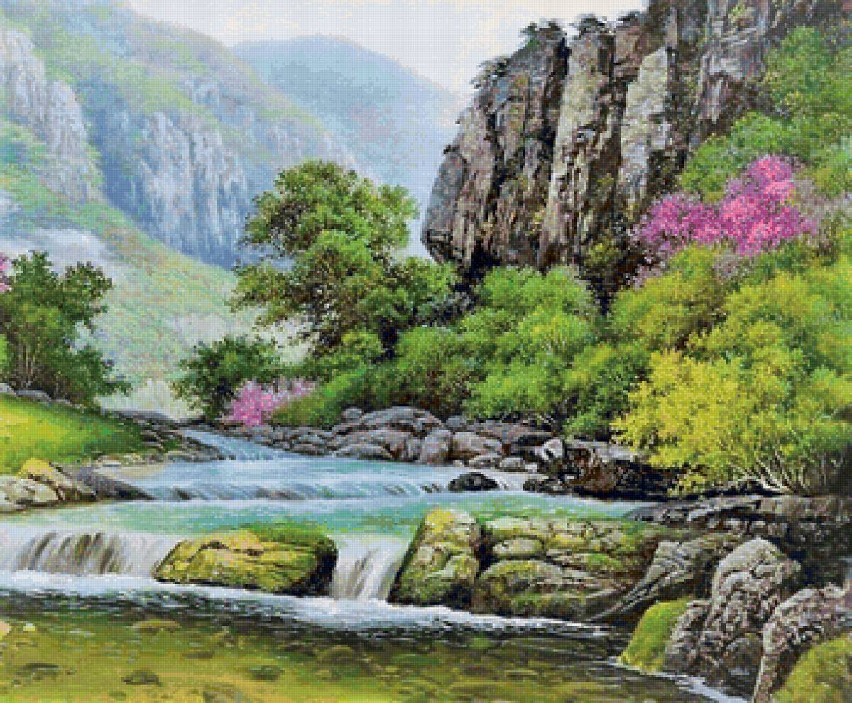 Горная речка - природа, горы, лето, река - предпросмотр