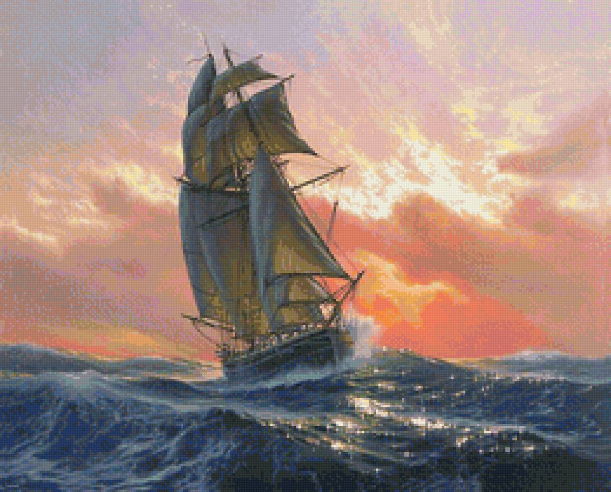 Худ. Марек Рузик - море, пейзаж, парусник - предпросмотр