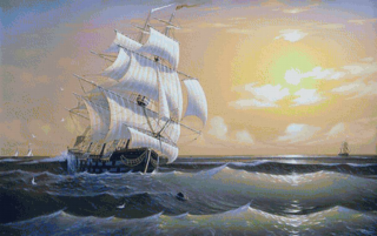 Худ.Тчанников Леонид - море, пейзаж, парусник - предпросмотр