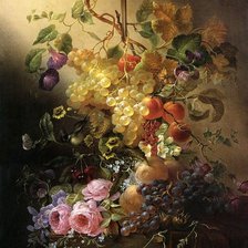 Оригинал схемы вышивки «Натюрморт фрукты с цветами» (№1817714)