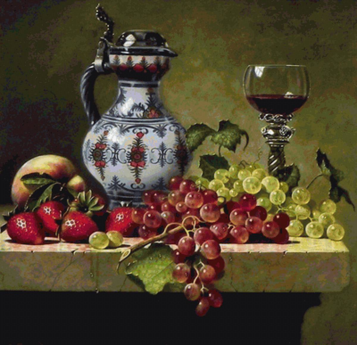 Натюрморт - виноград, живопись - предпросмотр