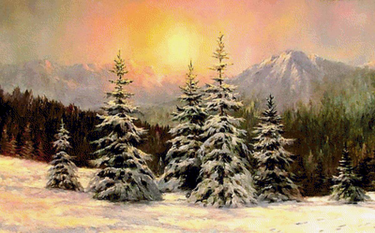 Зимний пейзаж. - живопись., пейзаж - предпросмотр