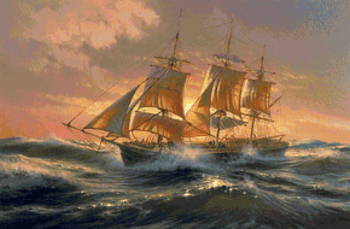 Худ. Марек Рузик - пейзаж, море, парусник - предпросмотр