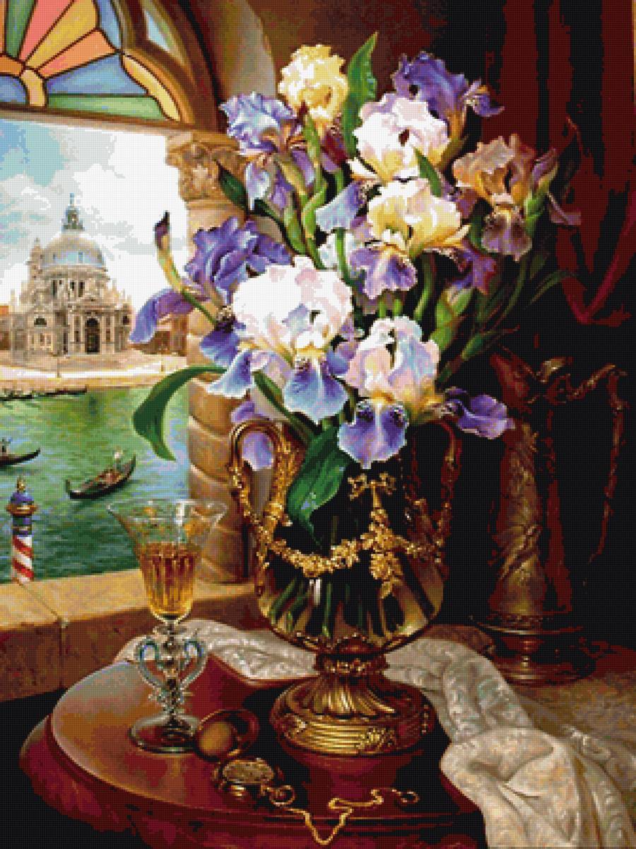 Натюрморт - вид из окна, цветы - предпросмотр