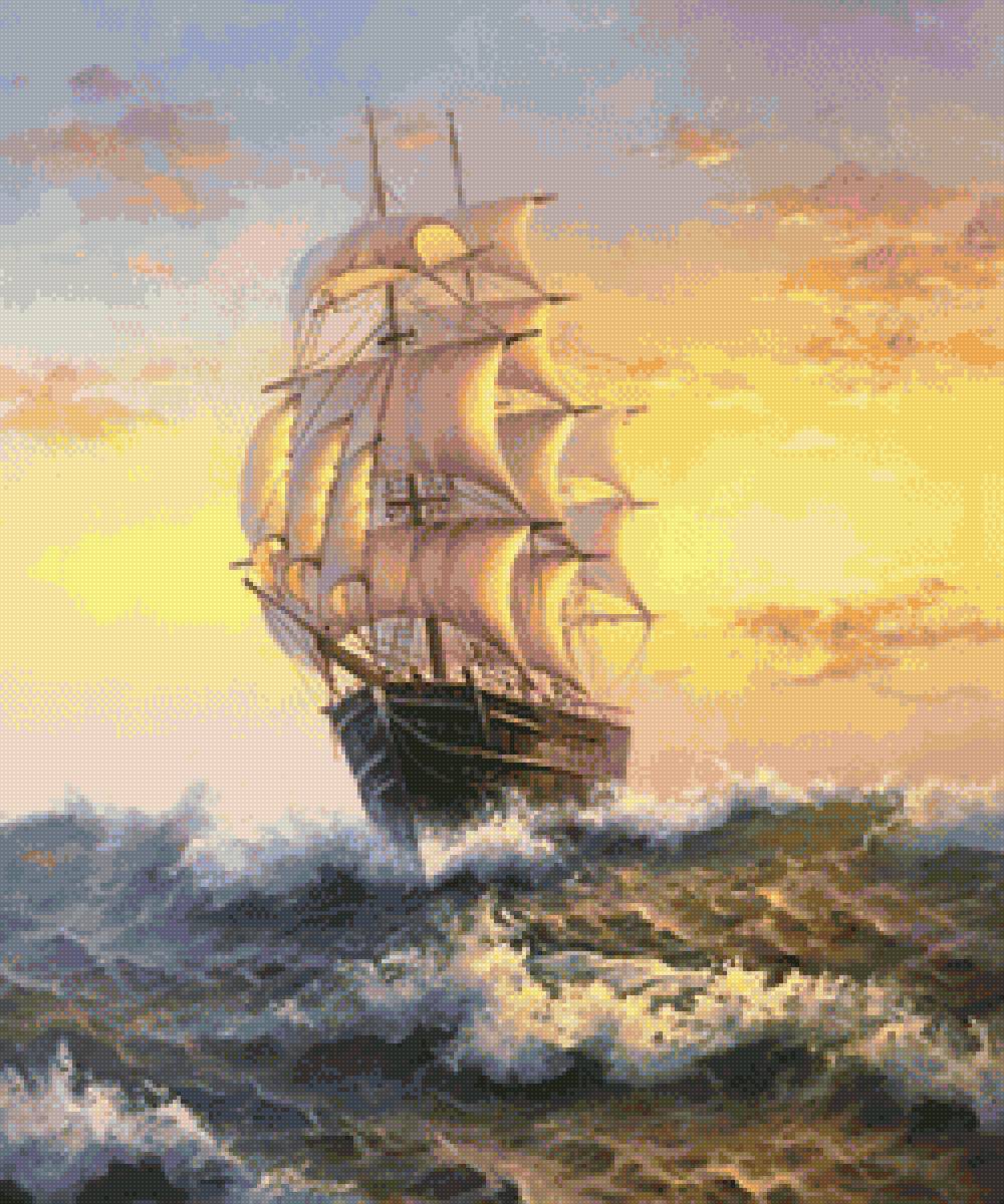 Худ. Минаев Сергей - пейзаж, парусник, море - предпросмотр