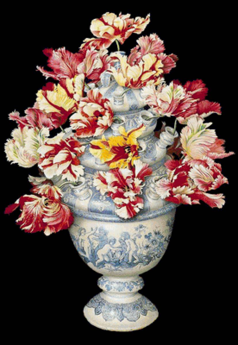 Тюльпаны - цветы в вазе, цветы, цветы на черном - предпросмотр