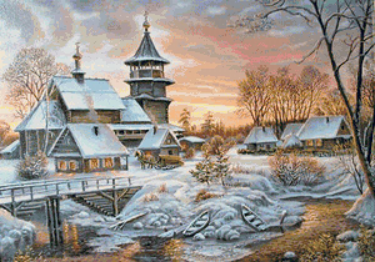 №1820100 - церковь, снег, река, пейзаж зима, природа - предпросмотр