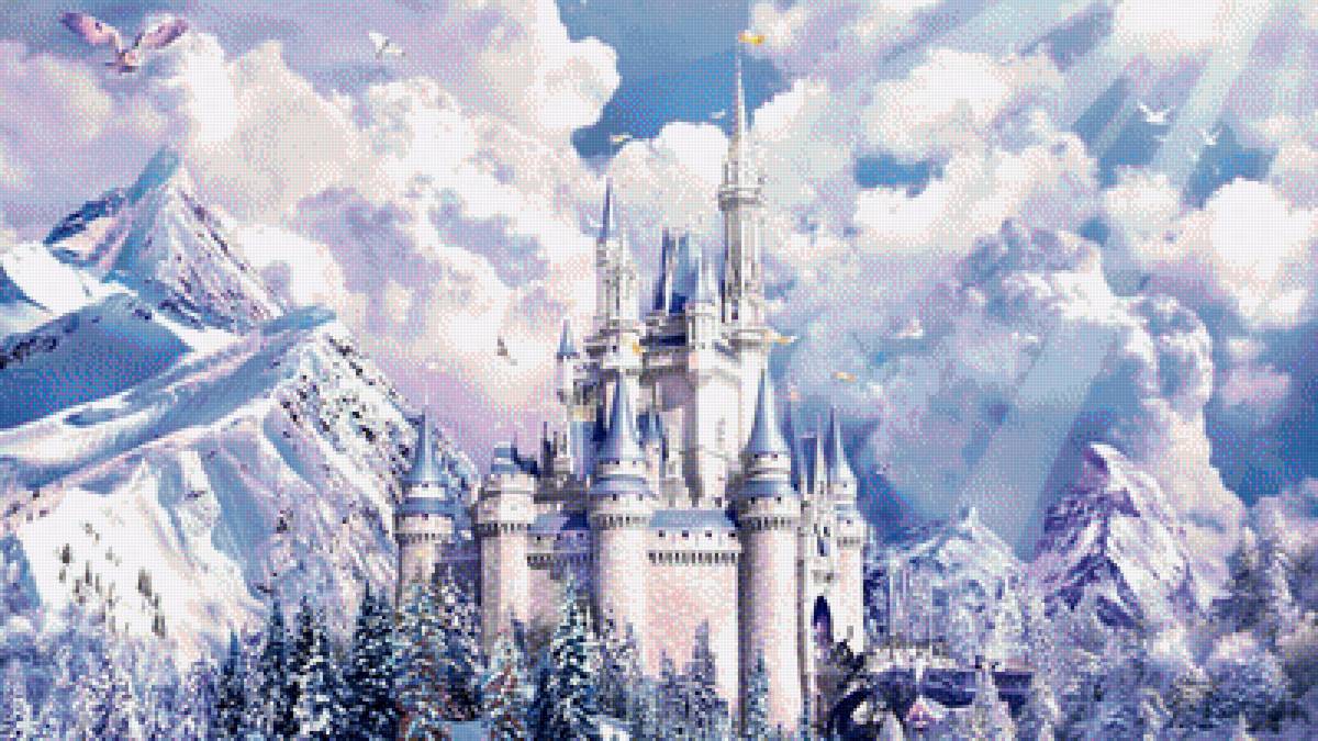 зимний замок Дисней - сказка, зима, диснейлэнд, замок - предпросмотр