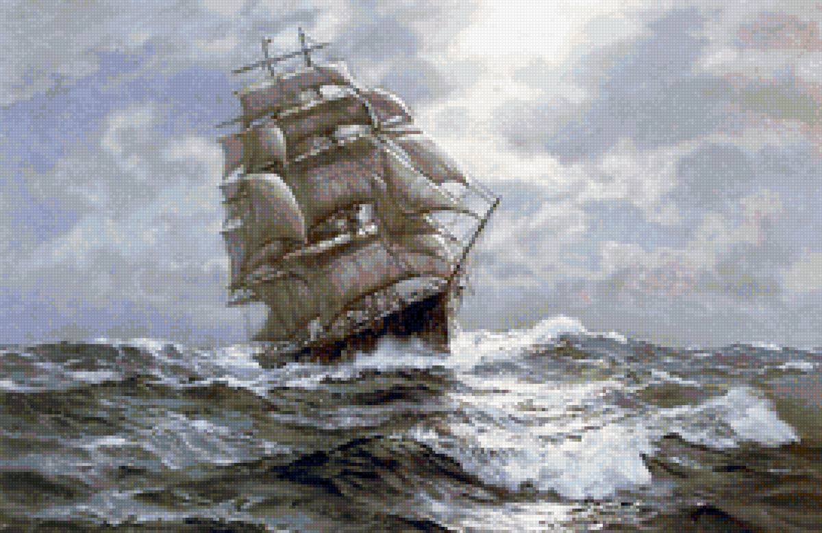 Худ. Чарльз Викери - пейзаж, море, парусник - предпросмотр