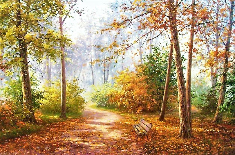 осенний парк - природа, картина, осень, живопись - оригинал